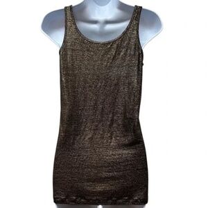 Eileen Fisher Scoop Neck Long Slim Tank in Ash and Black Gold, Size M,  NWOT